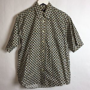 Perruzo Natural  Button Up Short Sleeve Shirt Med